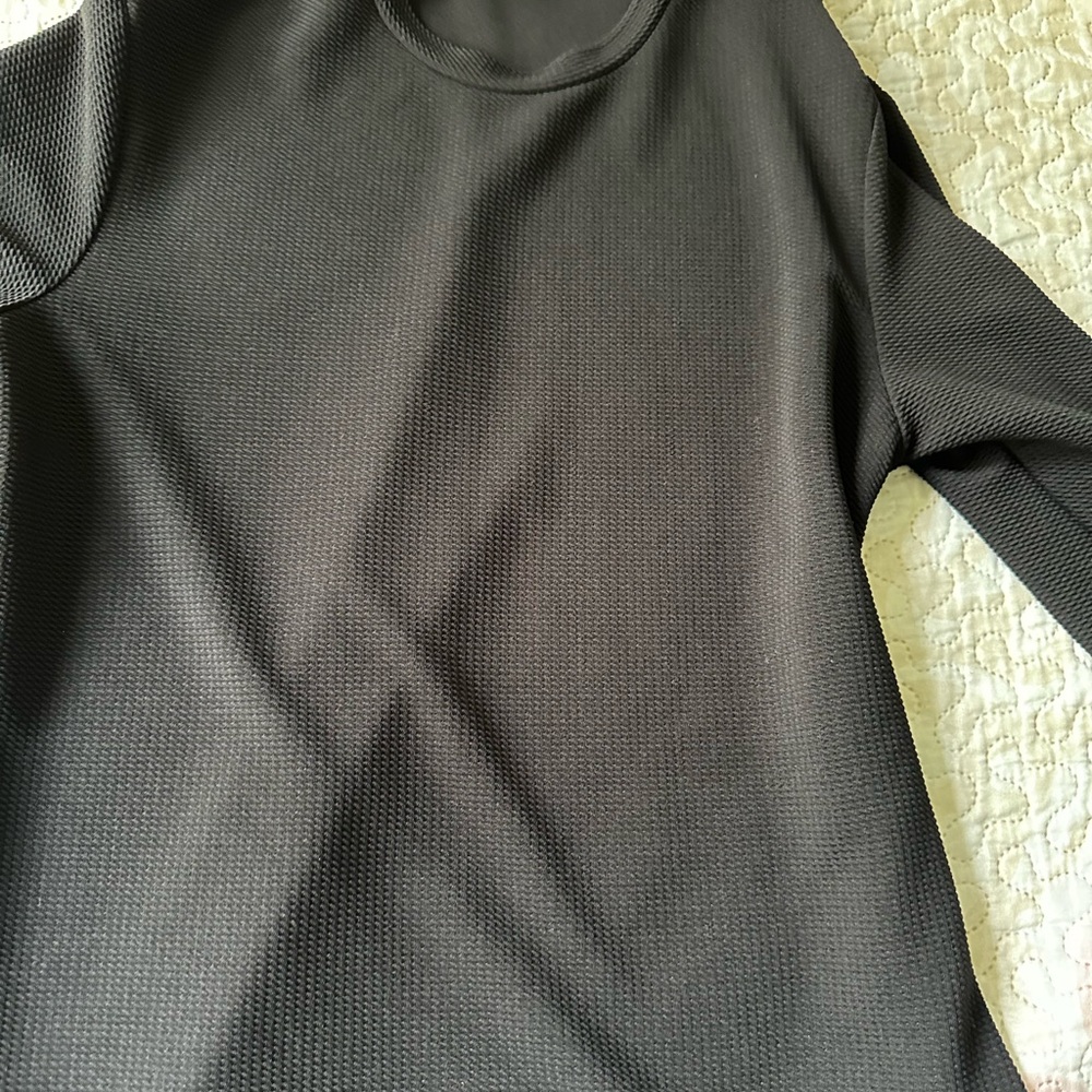 Black Textured Long Sleeve Top